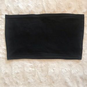 Black strapless crop top